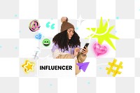 Influencer png collage remix, transparent background