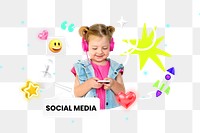 Social media png collage remix, transparent background