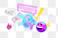 Announcement png collage remix, transparent background