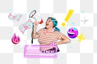 Announcement png collage remix, transparent background