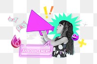 Announcement png collage remix, transparent background