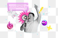 Announcement png collage remix, transparent background