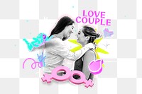 Love couple png collage remix, transparent background