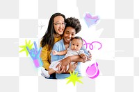Diverse family png collage remix, transparent background