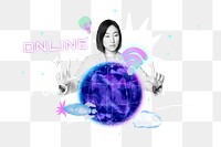 Online network png collage remix, transparent background