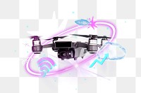 Drone technology png collage remix, transparent background