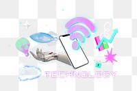 Wireless technology png collage remix, transparent background