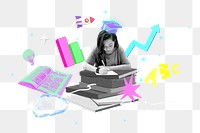 Homeschooling png collage remix, transparent background