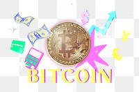 Bitcoin png financial collage remix, transparent background