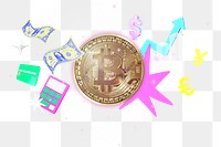 Cryptocurrency png collage remix, transparent background