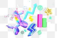 Unicorn startup png collage remix, transparent background