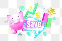 Save png financial collage remix, transparent background