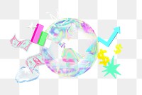 Global business png collage remix, transparent background