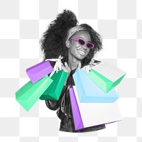 Woman shopping png person, transparent background