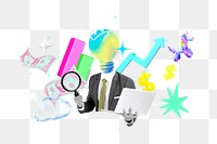 Financial audit png collage remix, transparent background