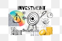 Investment word png, finance doodle remix, transparent background