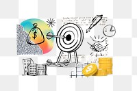 Target market png, business finance doodle remix, transparent background