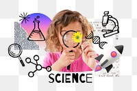 Science word png, children's education doodle remix, transparent background