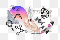 Scientific innovation png, science doodle remix, transparent background