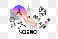 Science word png, creative innovation remix, transparent background