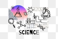 Science word png, experiment doodle remix, transparent background