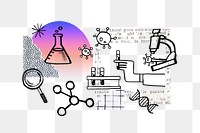 Science experiment png, doodle remix, transparent background