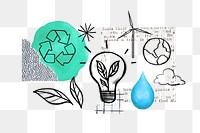 Sustainable energy png, environment doodle remix, transparent background