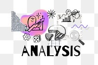 Analysis word png, business doodle remix, transparent background