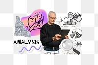 Analysis word png, business doodle remix, transparent background