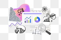 Business analysis computer png, doodle remix, transparent background