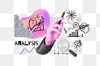 Analysis word png, business doodle remix, transparent background