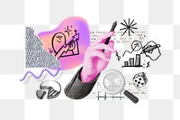 Business analyst hand png, doodle remix, transparent background