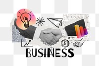 Business word png, handshake, partnership deal remix, transparent background