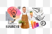 Business word png, plant shop owner remix, transparent background