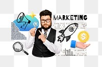 Marketing word png, creative strategy remix, transparent background