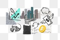 Business economics png, finance doodle remix, transparent background