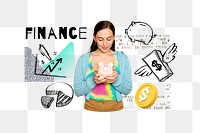 Finance word png, saving money remix, transparent background