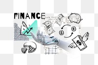 Finance word png, AI robot remix, transparent background