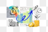 Profit growth png, finance doodle remix, transparent background