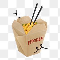 Chinese takeaway noodle png food sticker, transparent background