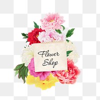 Flower shop png word, aesthetic flower collage art on transparent background