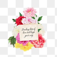 Sending love your way png quote, aesthetic flower collage art on transparent background