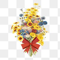 Yellow wildflower bouquet flower png element, transparent background