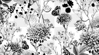 Vintage flower png black and white botanical, transparent background