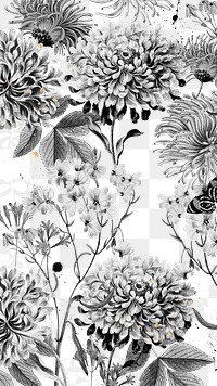Vintage flower png black and white botanical, transparent background