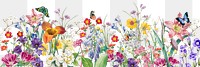 Colorful spring flowers png border, transparent background