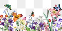 Colorful spring flowers png border, transparent background