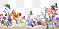 Colorful spring flowers png border, transparent background