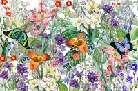 Aesthetic wildflower png botanical pattern, transparent background