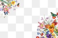 Spring flower border png, transparent background